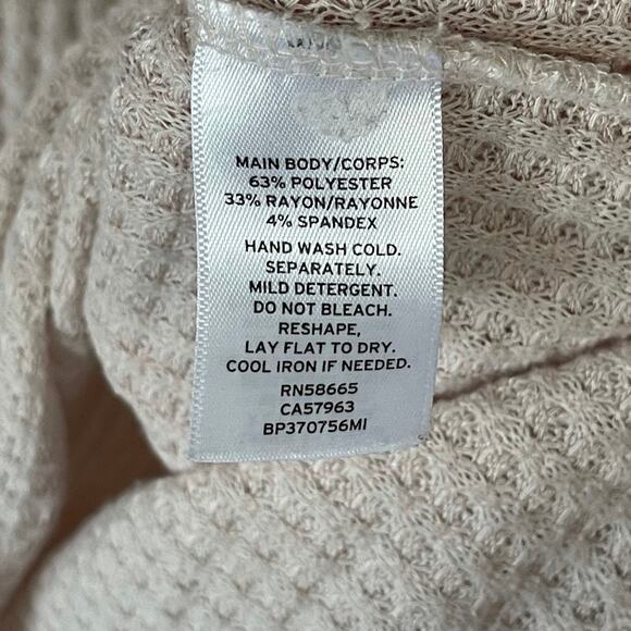 BP. Waffle Knit Raw Step Hem Cowell Neck Womens Long Sleeve Top Cream Small - Picture 8 of 8